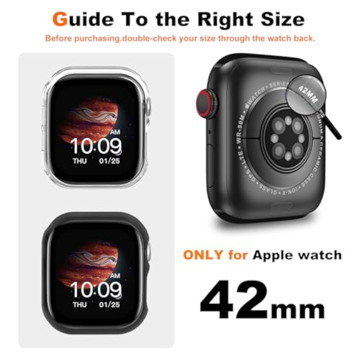 2 Pack [No Screen Protector] Bumper Case For Apple Watch Series 10 42Mm, Slim Shockproof Protective Bumper Cover For Iwatch S10 Accessories 42Mm, Black+Clear