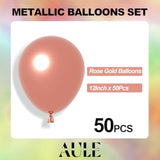 Party Balloons 50 Pcs 12 Inch Rose Gold Metallic Chrome Helium Shiny Latex Thicken Balloon Perfect Decoration For Wedding Birthday Baby Shower Graduation Christmas Carnival