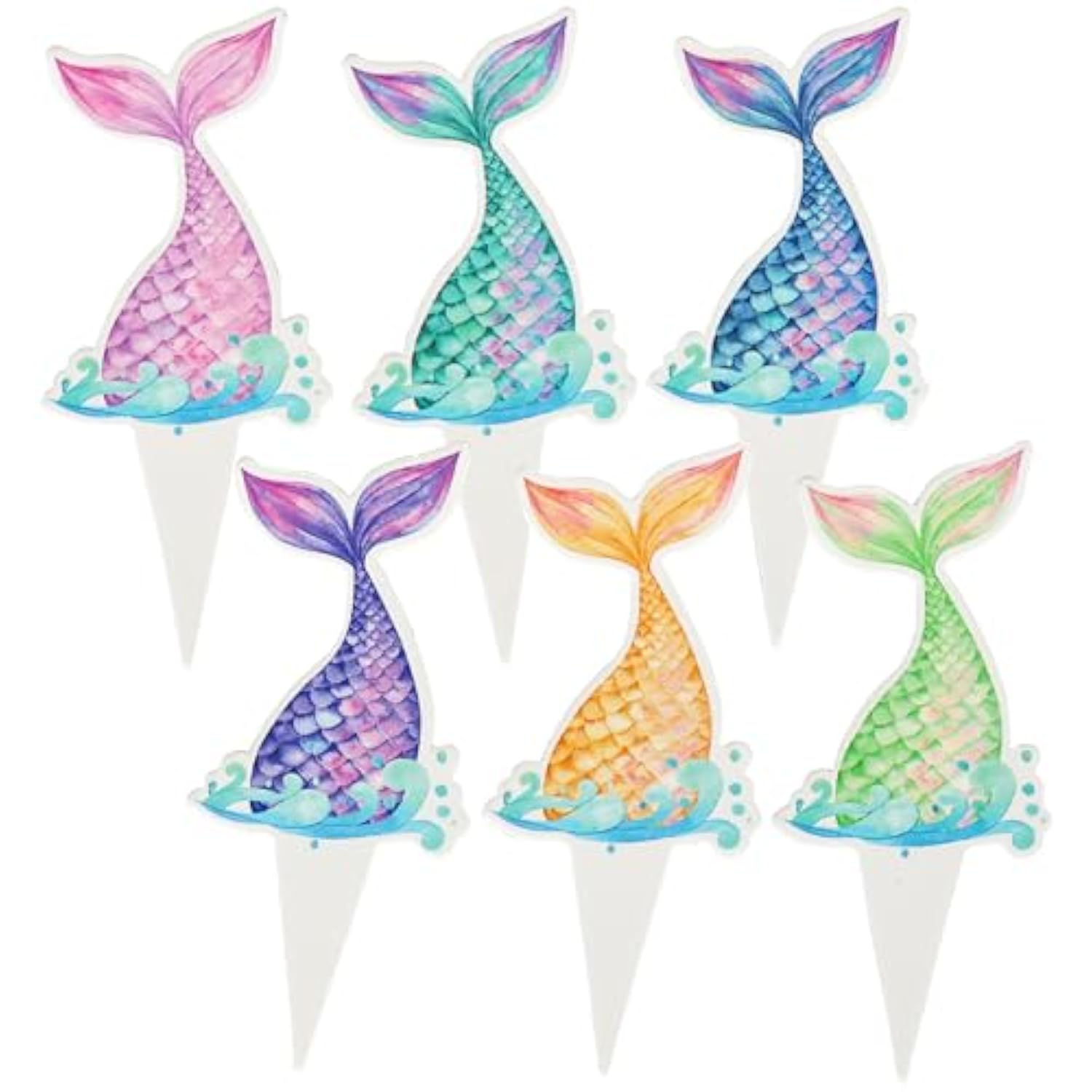 36Pcs Mermaid Tail Cupcake Toppers Mini Under The Sea Mermaid Tail Cake Topper Decorations Cupcake Picks For Ocean Theme Birthday Party Decoration Baby Shower Supplies