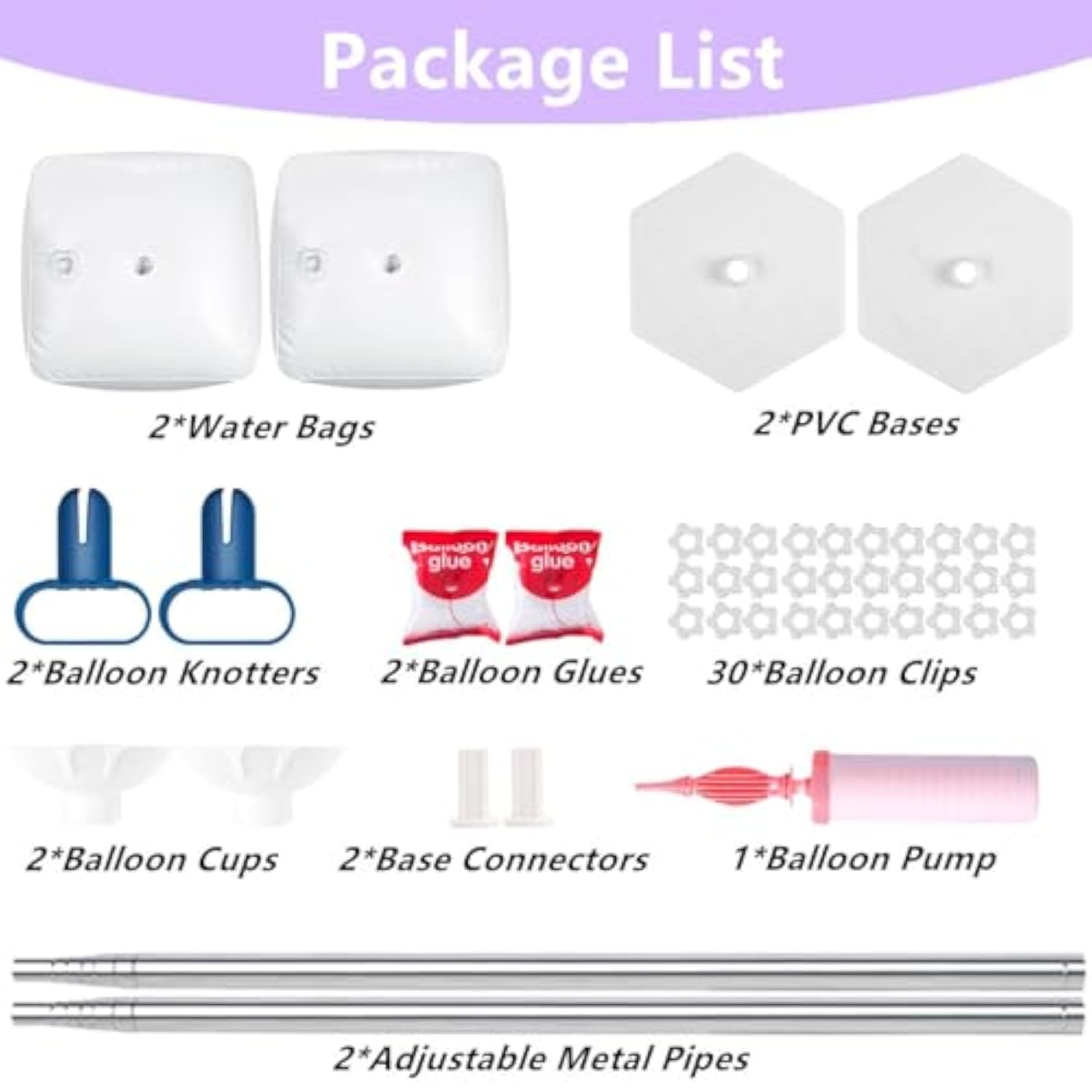 2 Sets Balloon Column Stand Kit, Balloon Stand, Balloon Arch Stand, 7 Feet Height Adjustable Balloon Tower Pillar With Reusable Metal Telescopic Design For Party Decoration