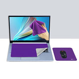 3In1 Anti Slip Silicone Dots Multi-Functional Microfiber Cloth Mouse Pad, Portable & Washable Keyboard Cover For Laptop And Screen Microfiber Cleaning Cloth 2Pcs One Set Purple
