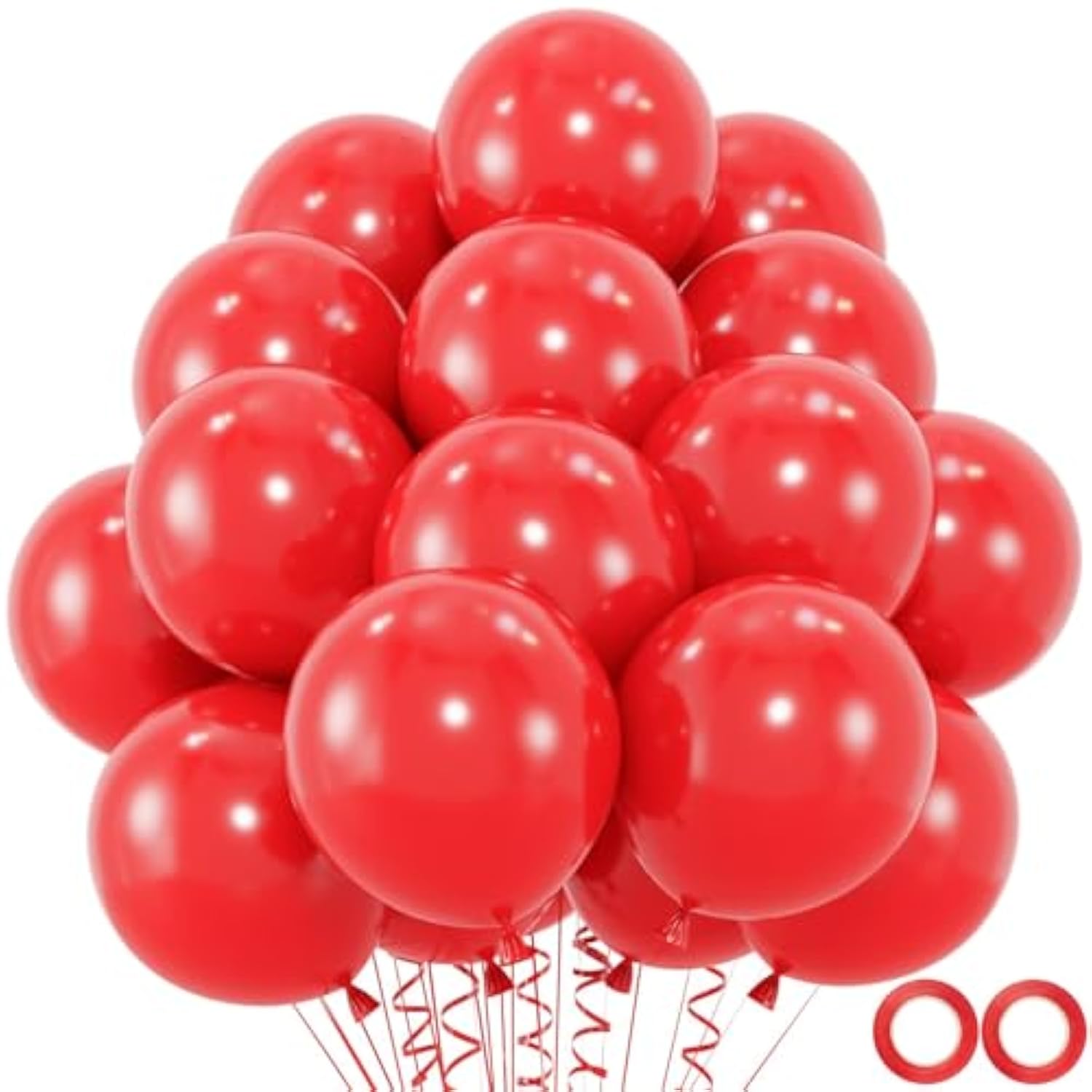 100 Pcs Red 12" Latex Balloons Helium Quality with 66ft Ribbons Party Decor