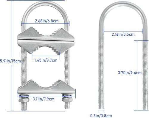 Double Antenna Mast Clamp - 2 PCS Antenna Pole Mount Bracket V Jaw Block with U Bolts,Heavy Duty Mast Mount Bracket Kit