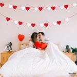 , Red Felt Heart Garland - 8.2 Feet No Diy | Heart Decorations, Anniversary Day Decorations | Love Garland, Engagement Party Decorations | Love Decorations, Romantic Decorations Special Night