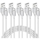 Usb A To Usb C Cable 5-Pack (3/3/6/6/10 Ft), Fast Charging Type C Charger Cord For Iphone 16 15 Pro/Pro Max/Plus, For Samsung Galaxy S24 S23 S22 S21 S20 S10 A55 A54 Flip, Pixel, Moto G, White
