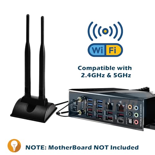 Wifi Antenna Dual Band 2.4Ghz - 5.8Ghz With Rp-Sma Connector Magnetic Base For Wireless Network Router - Usb Adapter - Pci Pcie Cards - Signal Booster - Access Point - Wireless Range Extender