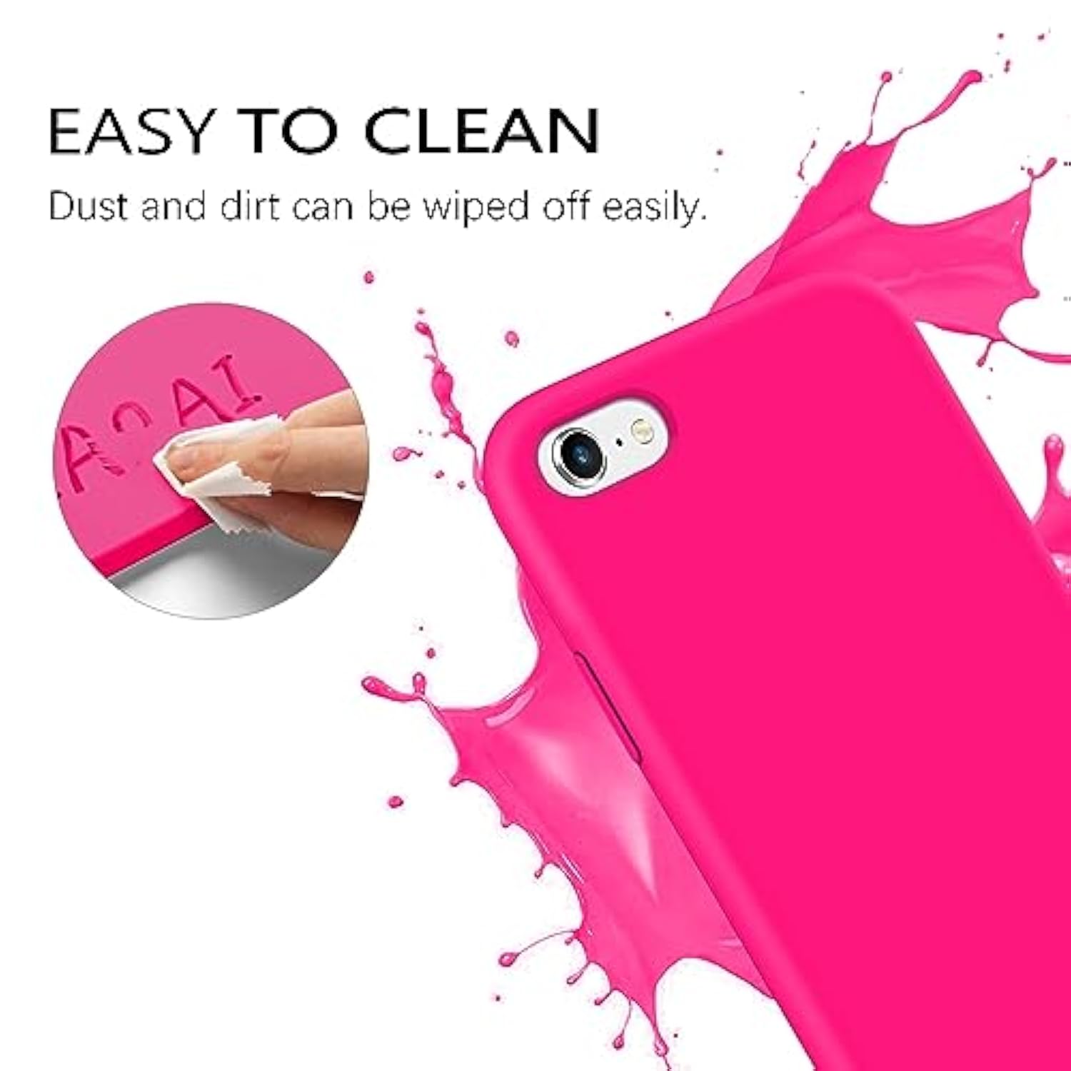 Compatible With Iphone 6S Case Iphone 6 Case Liquid Silicone Soft Gel Rubber Slim Light Microfiber Lining Cushion Texture Cover Shockproof Full Body Protective Case For Iphone 6/6S, Hot Pink