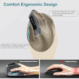 Wireless Ergonomic Vertical Mouse With Oled Screen, Rechargeable Silent Mouse For 2 Device Connection (Bt+2.4Ghz), 3200 Dpi, 8 Buttons For Windows/Pc/Desktop/Laptop/Tablet (Gray)