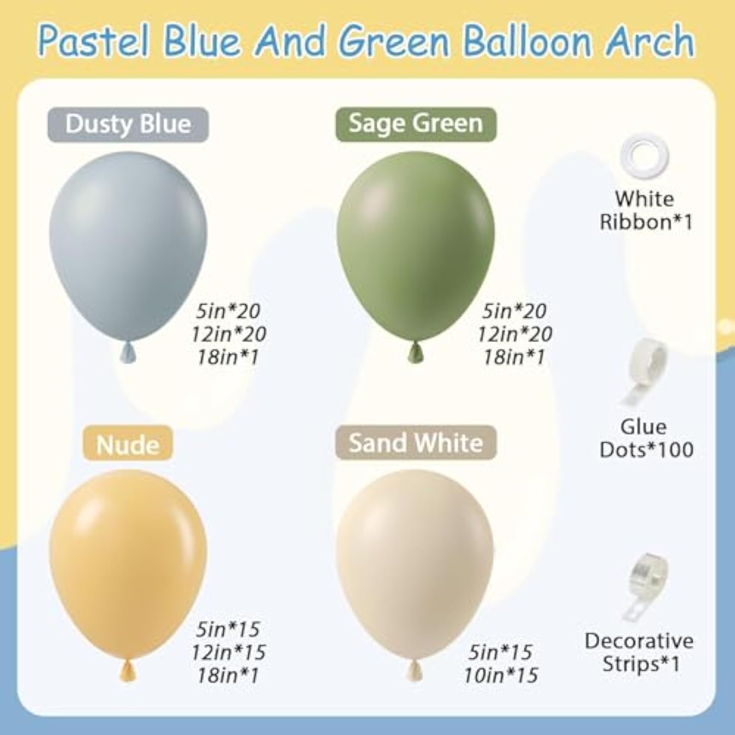 146pcs Dusty Blue Green Balloon Garland Kit Pastel Blue Sage Nude White Balloons