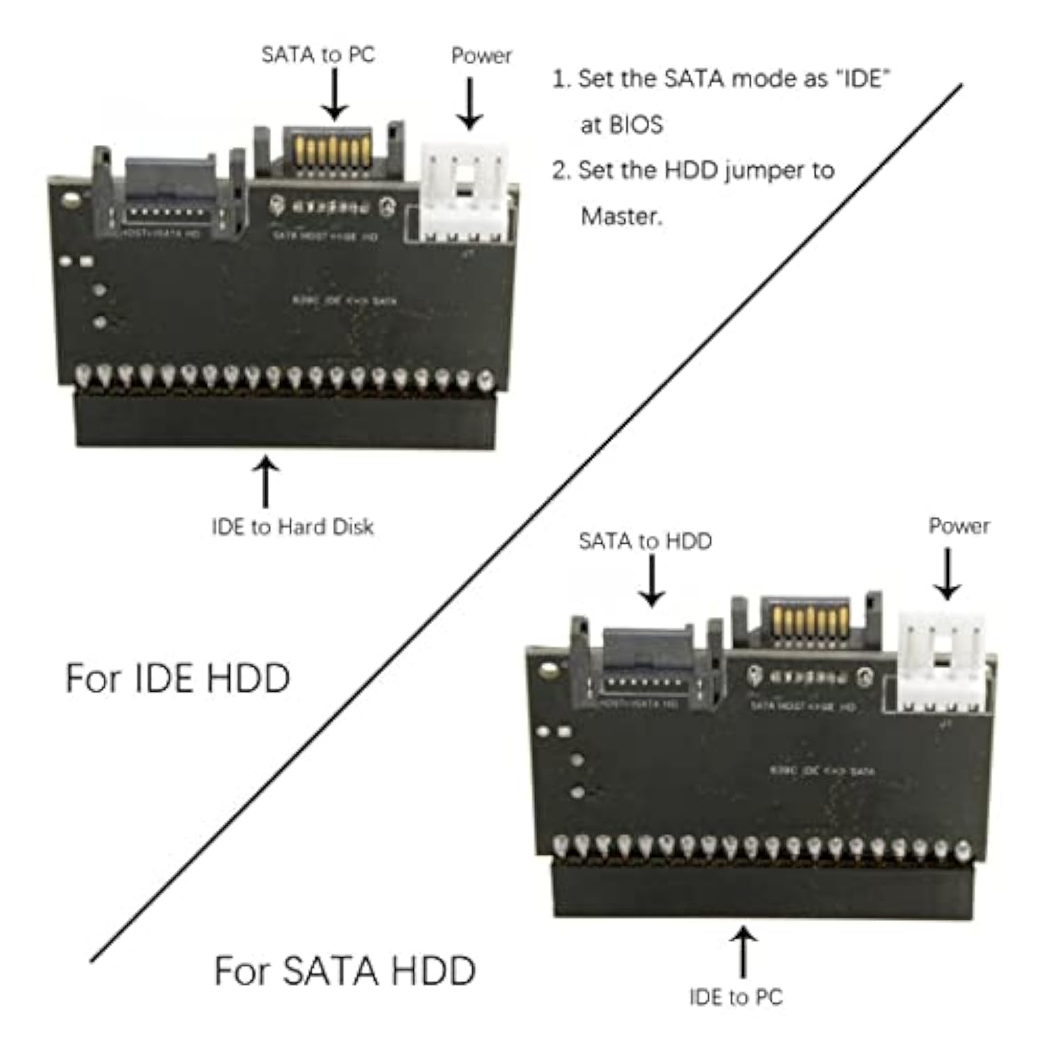 Ide 100 133 Pata To Dual Serial Sata 7Pin Adapter Reversible Converter For Har