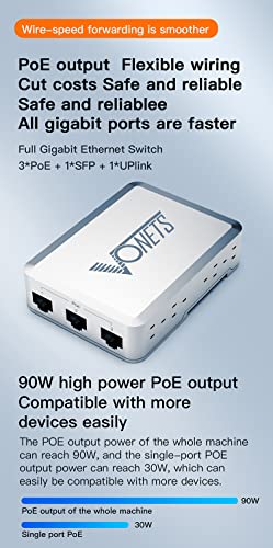 Industrial Poe Gigabit Switch Gigabit Ethernet Network Switch Ethernet Rj45 Splitter Plug&Play 10/100/1000M 5 Ports Metal Design Universal For Network Devices Vsp510