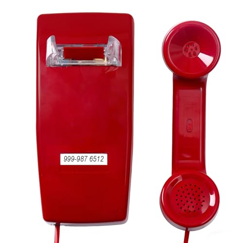 No Dial Wall Phone For Elderly Dementia, No Dialpad Wall Telephone For Older,Incoming Calls Only Wall Phones For Senior, 2554 Wall Telephone Without Keypad For Memory Care,Home,Bar,Garage, Red