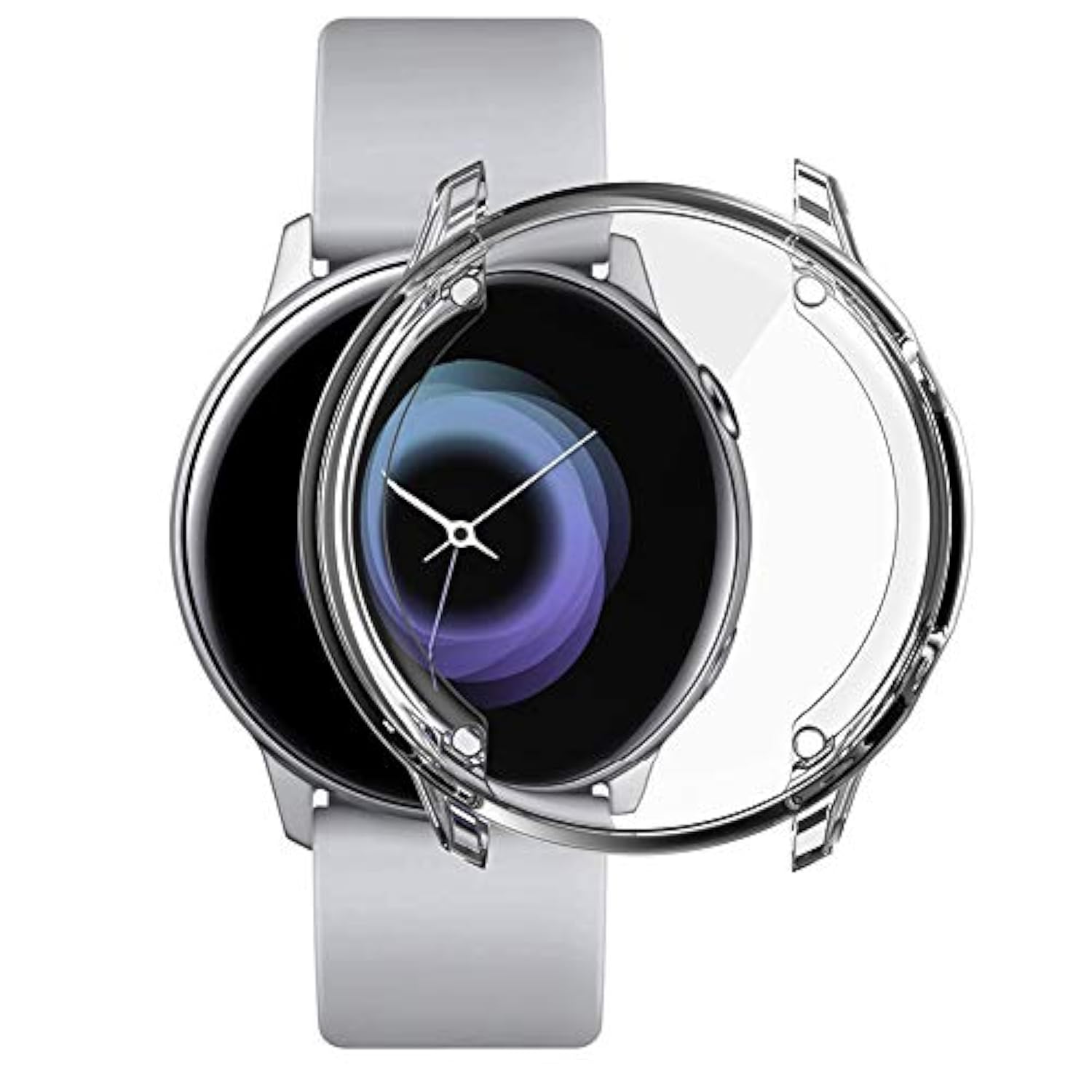 3 Pack Case Compatible With Samsung Galaxy Watch Active Screen Protector 40Mm, Tpu Slim Plated Scractch-Resist Case All Around Protective Bumper Shell Cover, Black/Clear/Gold