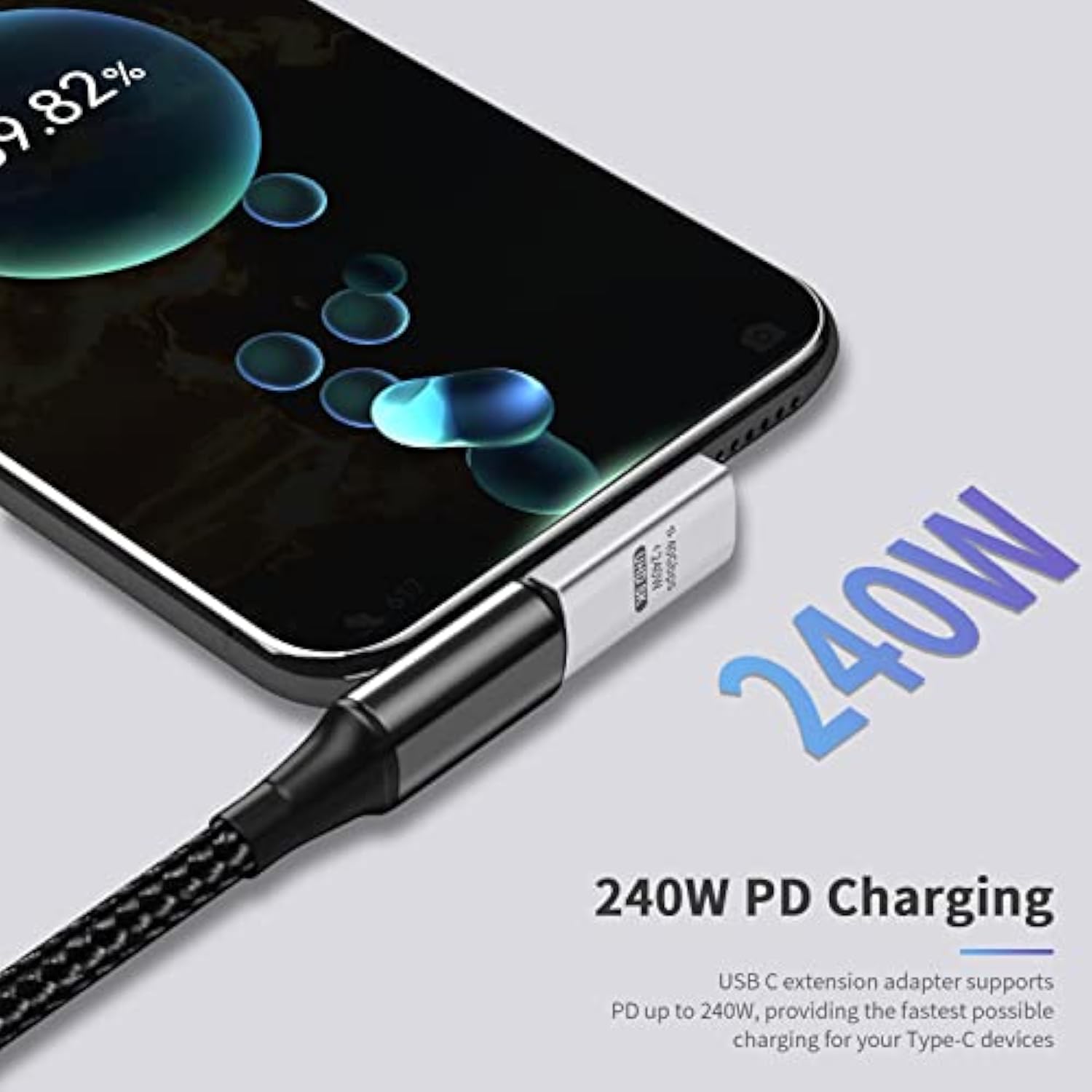 90 Degree Usb C To Usb C Adapter, 240W Right Angle Usb C Male To Female Adapte