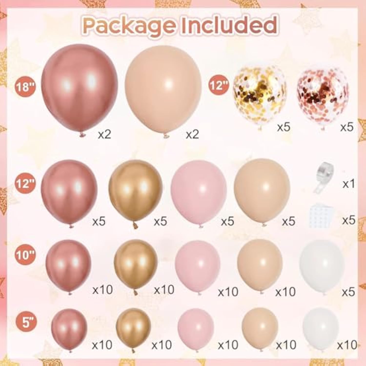 Rose Gold Pink Balloon Garland Kit, Pastel Pink Gold Metallic Nude White Balloons Rose Gold Confetti Balloons For Bridal Shower Wedding Girl Birthday Baby Shower Princess Party Decorations…