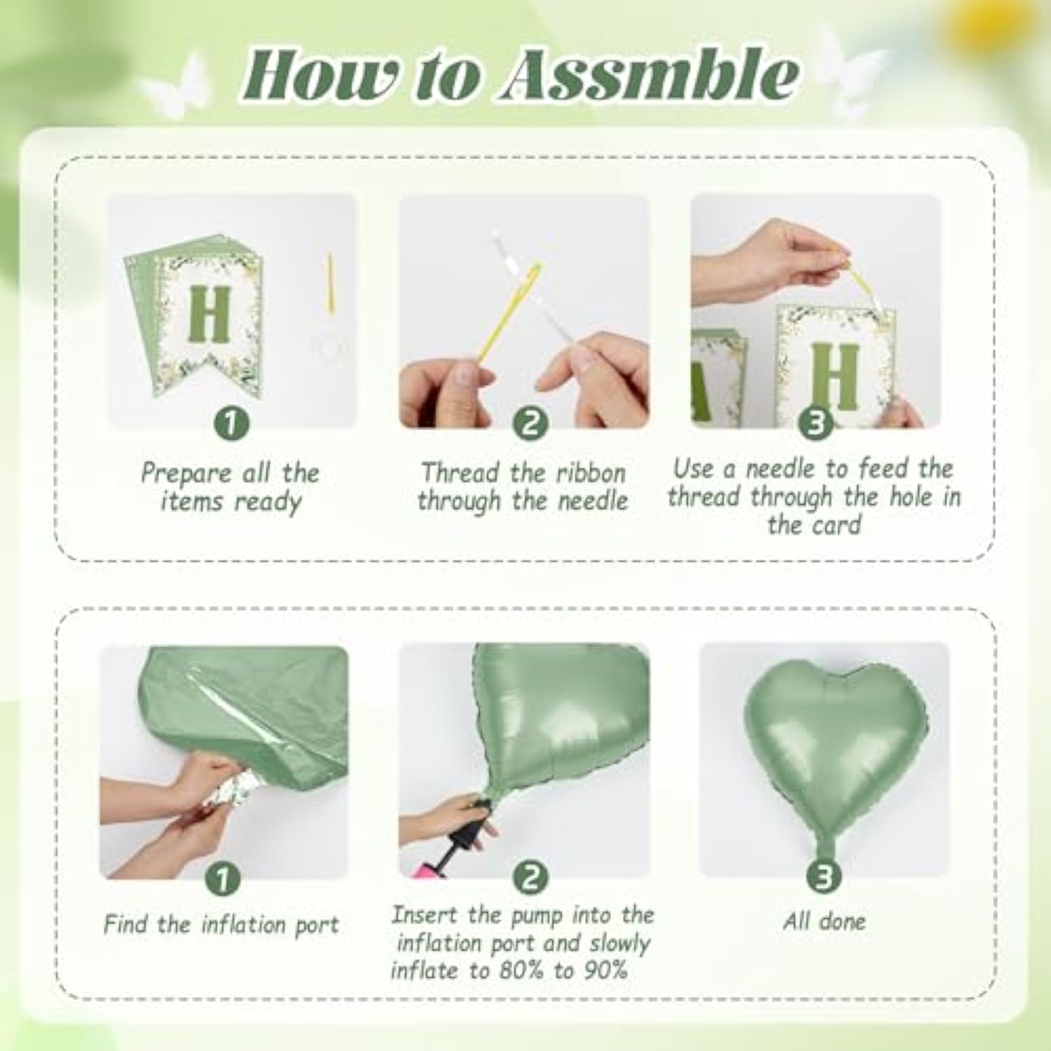 Sage Green Birthday Decorations With Balloons, Banner, Fringe Curtains, Confetti Balloons, Glue Dots, Ribbon, Decorative Strips For Women'S Birthday Parties