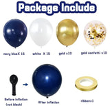 50pcs Navy Blue Gold Confetti Balloons 12in Party Decor with Ribbons