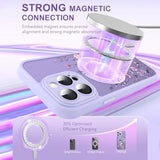 Upgraded Magnetic For Iphone 14 Pro Max Case 6.7" With Screen Protector [Compatible With Magsafe] Pretty Flower Floral Pattern Design, Shockproof Cover For Women Girls, Purple