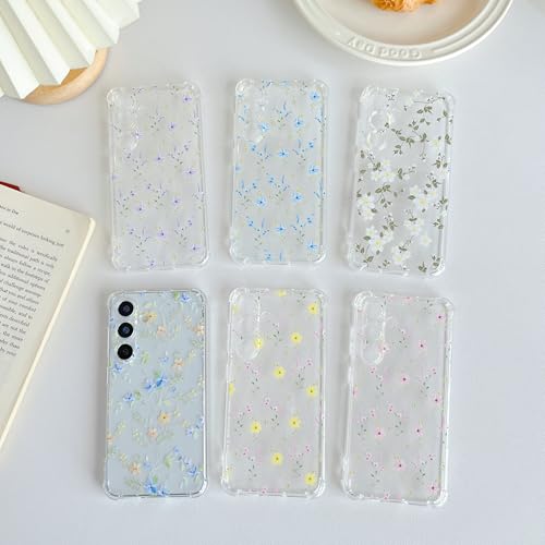 for  Galaxy S26 Case Clear Cute Flower Pattern for Women Girls Protective Shockproof Slim TPU Bumper Phone Cover for  S26 Case, Big