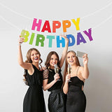 Pre-Strung Happy Birthday Banner - Bold Rainbow Garland, No DIY, 8ft Party Decor