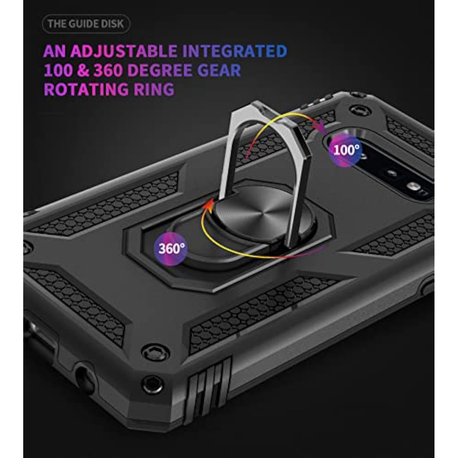 Galaxy S10E Case with Screen Protector, Metal Ring Kickstand Black