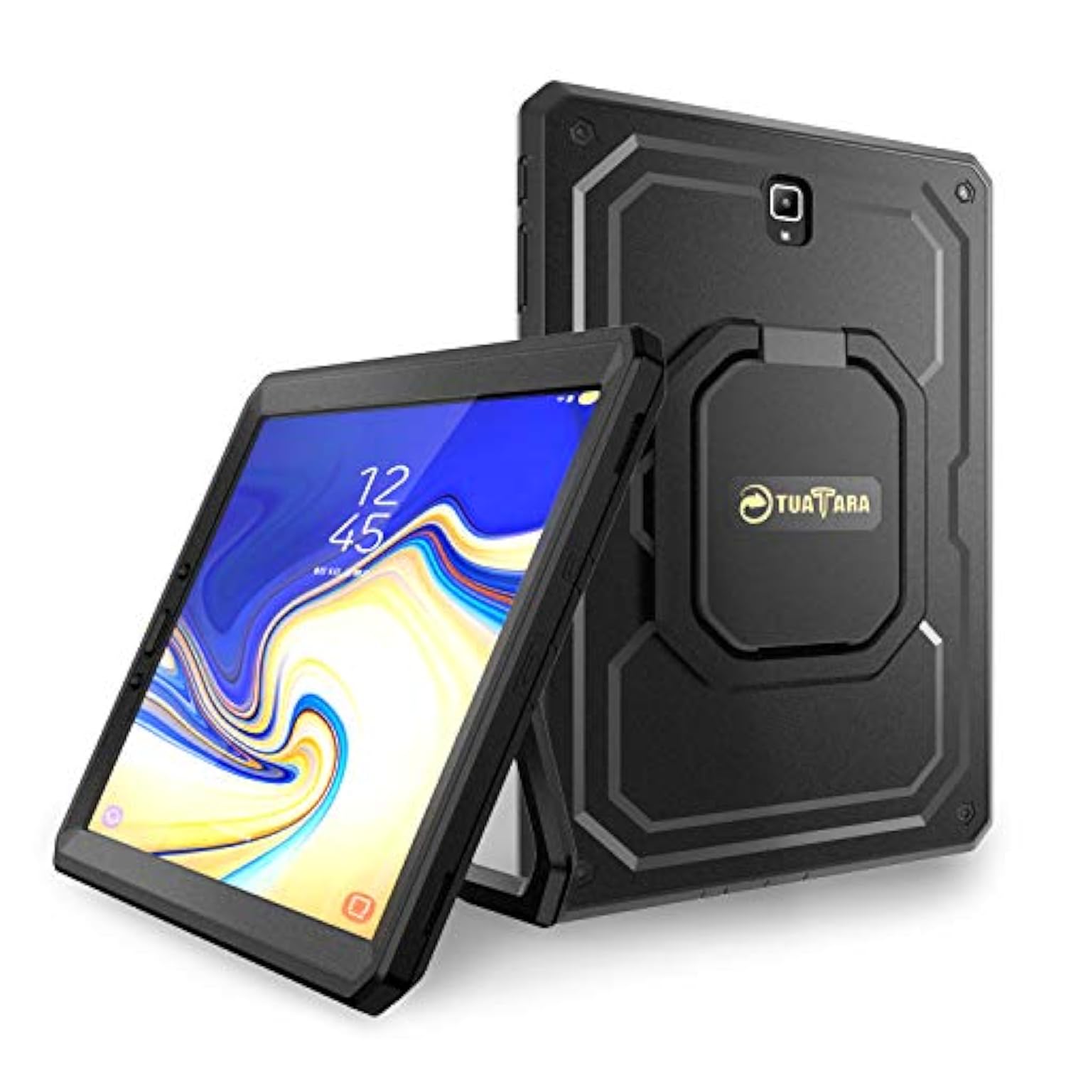 Fintie Shockproof Case For Samsung Galaxy Tab S4 10.5 2018 Model Smt830/T835/T837, [Tuatara Magic Ring] [360 Rotating] Multifunctional Grip Stand Carry Cover W/Builtin Screen Protector, Black