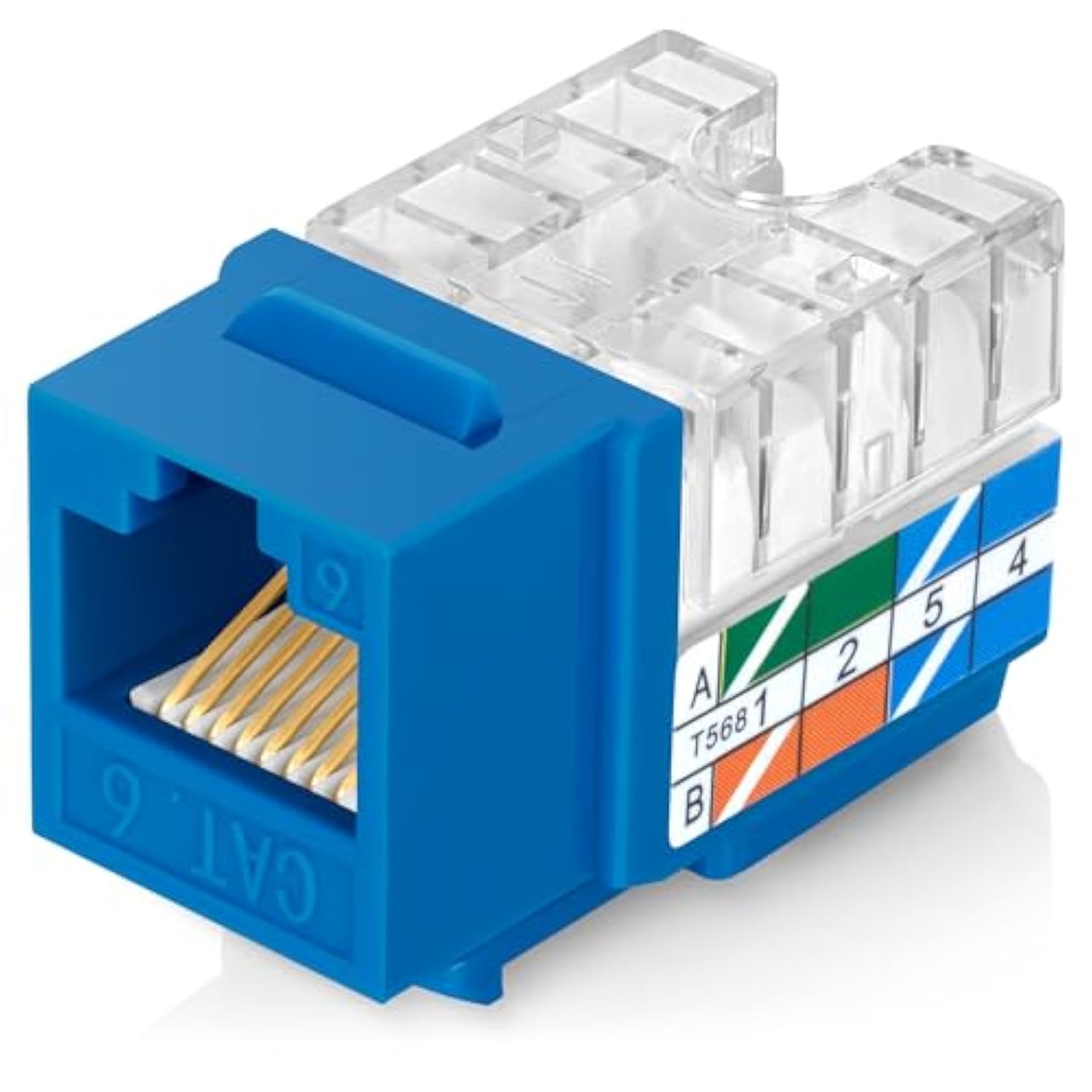 90° Angled Cat6/5E Keystone Jack In Blue - Slim Profile Rj45 Ethernet Connecto