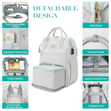 Lunch Backpack, 15.6 Inch Laptop Backpack With Usb Port, Stylish Nurse, Teacher Work Bag With Insulated Cooler Lunch Box For Women Men/Travel, Grey Blue