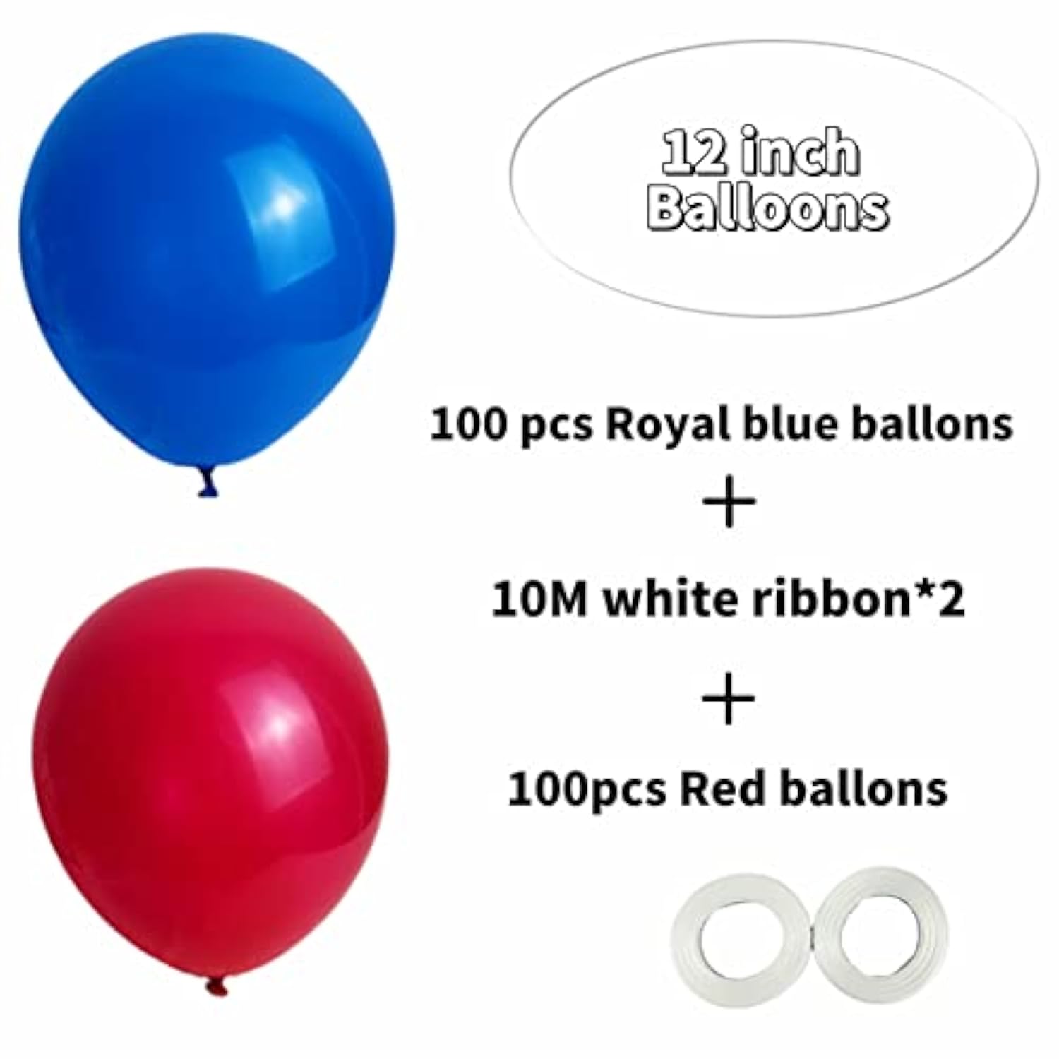 200pcs Red & Blue Balloons for Birthday, Wedding, Baby Shower and Party Decoration