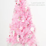 6Ft Artificial Half Christmas Tree With Lights Green Easy To Assemble,Comes With A Sturdy Metal Stand Space Saving, For Christmas Corner Decorations And Christmas Party Decorations (Pink)