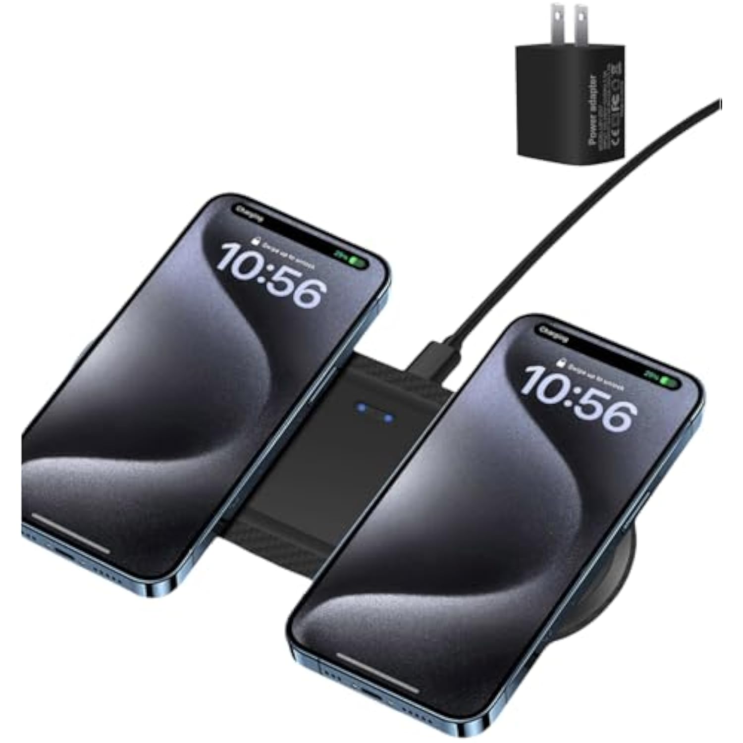 Wireless Charger, 20W Dual Wireless Charging Pad,Fast Charging Pad For Samsung Galaxy S24/S24 Ultra/S23/S22/S21/S20, For Iphone 16/15/14/13/12/11/Xr/X, For Airpods 4/3/2/Pro, And More.(With Adapter)