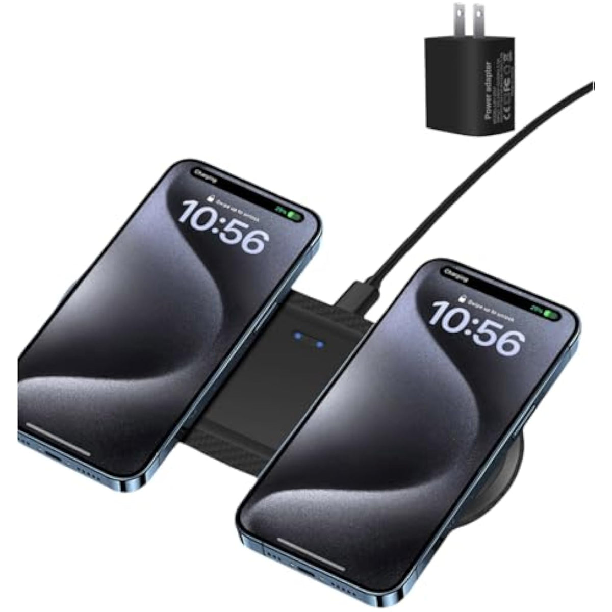 Wireless Charger, 20W Dual Wireless Charging Pad,Fast Charging Pad For Samsung Galaxy S24/S24 Ultra/S23/S22/S21/S20, For Iphone 16/15/14/13/12/11/Xr/X, For Airpods 4/3/2/Pro, And More.(With Adapter)