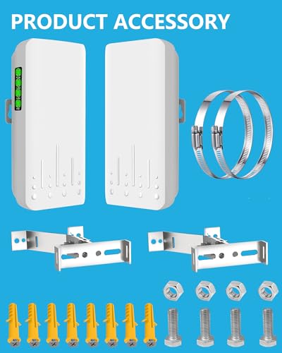 Point To Point Wireless Bridge Outdoor With Mount For Starlink Internet, 2Km 5.8G Network Wifi Bridges Extender Cpe Access Point With 14Dbi Antenna 2 100Mbps Lan Port 24V Poe Injector 2-Pack
