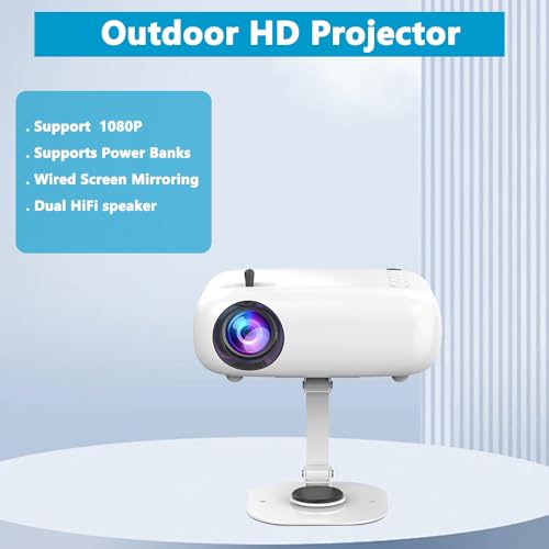 Mini Hd Projector, Powerbank Powered, 10000 Lumens Portable With Tripod For Outdoor Travel Theater, Compatible With Android/Ios/Windows/Tv Stick/Hdmi/Usb