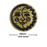 12 Pieces Sun Moon Face Symbol Metal Shank Buttons. 20Mm (3/4 Inch) (A