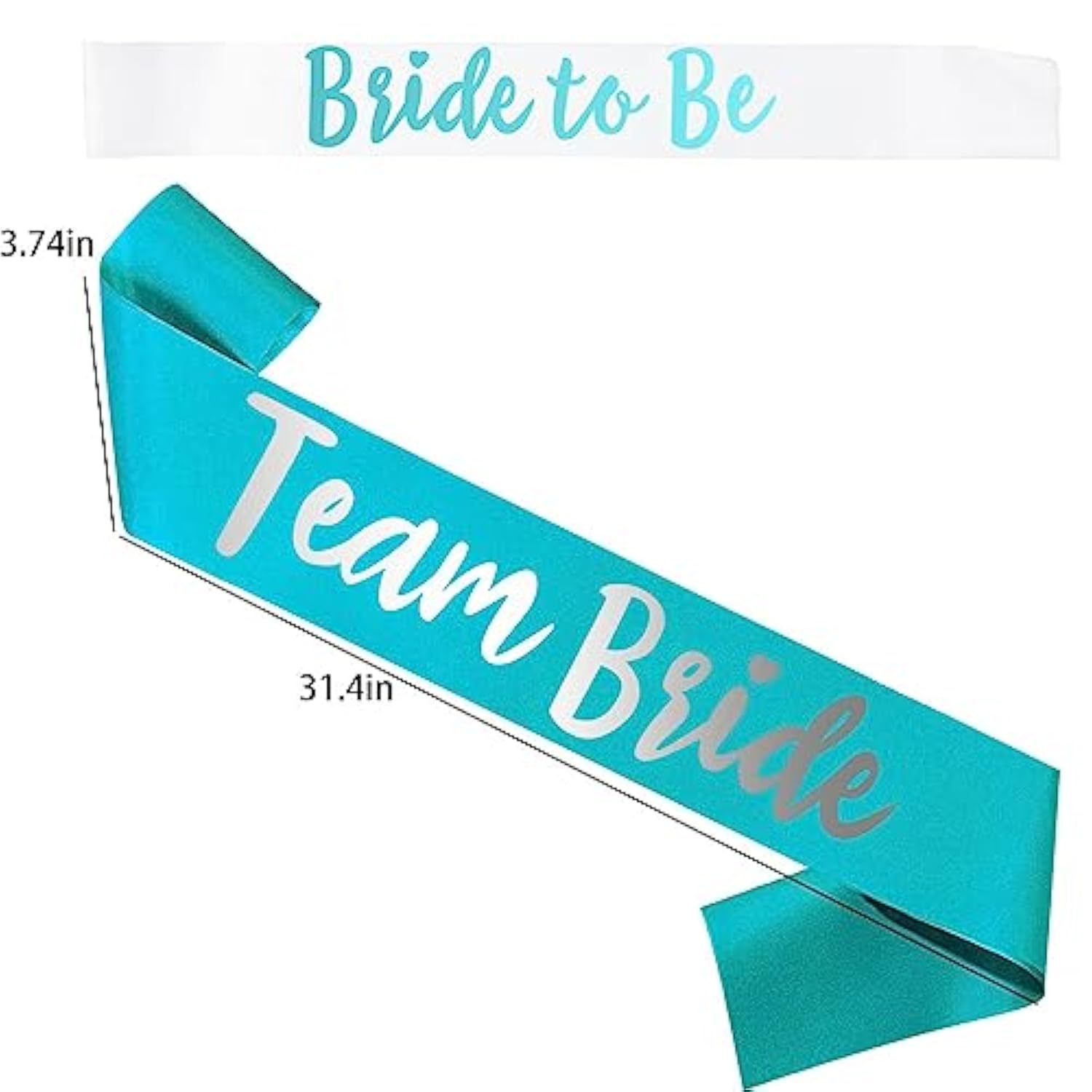 Team Bride 7Pc Satin Sash Set - Sophisticated & Fun Party Favors For Bachelorette Party, Bridal Shower & Wedding Party (7Pc Set, White & Light Blue)