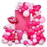 Pink Balloon Garland Kit: Lipstick & Kiss Foil Balloons - Party Decoration