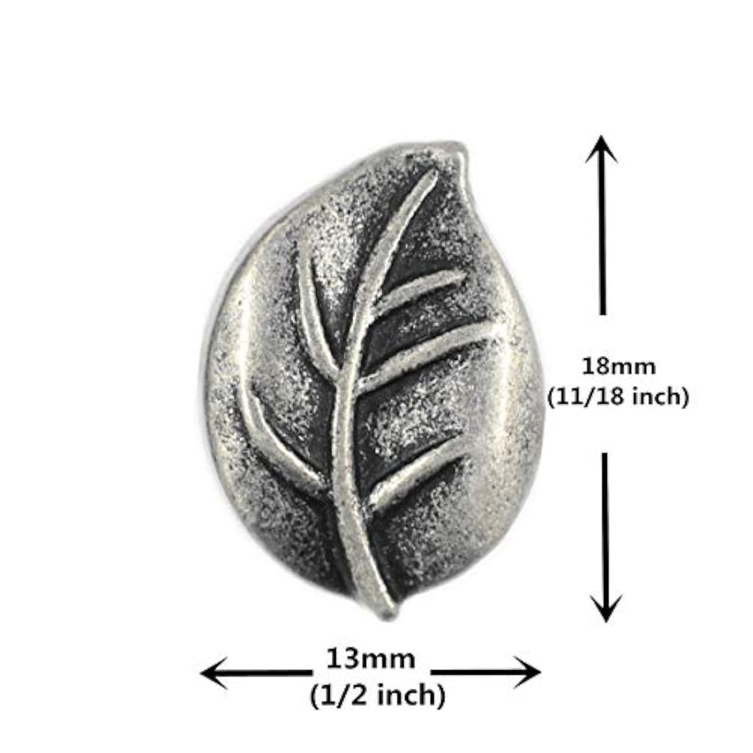 12 Pieces Leaf Metal Shank Buttons 18Mm X 13Mm (Antique Silver)