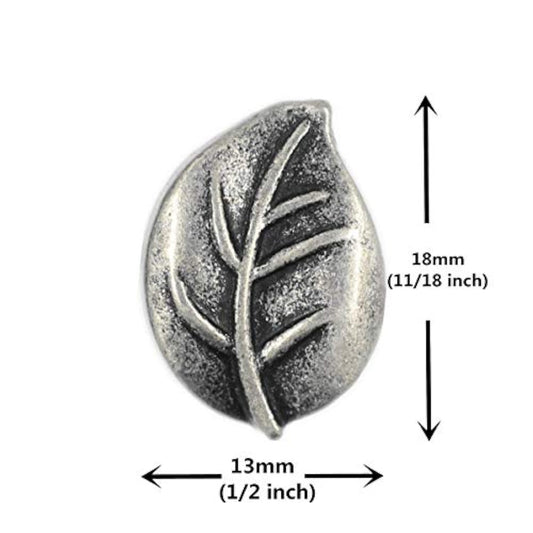12 Pieces Leaf Metal Shank Buttons 18Mm X 13Mm (Antique Silver)