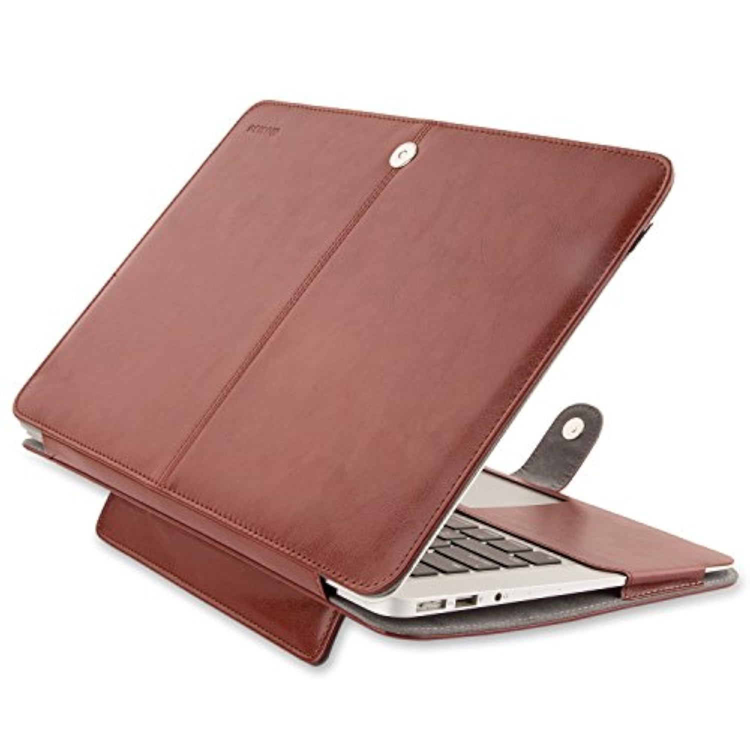 MOSISO PU Leather Case Compatible with MacBook Air 11 inch Case A1370 A1465, Portfolio Protective Stand Cover Sleeve, Brown
