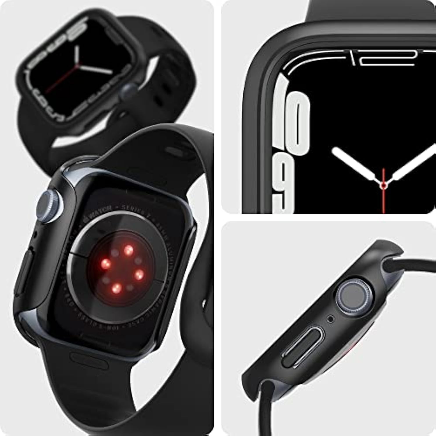 Spigen Thin Fit Designed for Apple Watch Case Series 9/8/7 45mm Lightweight Hard PC Cover - Black