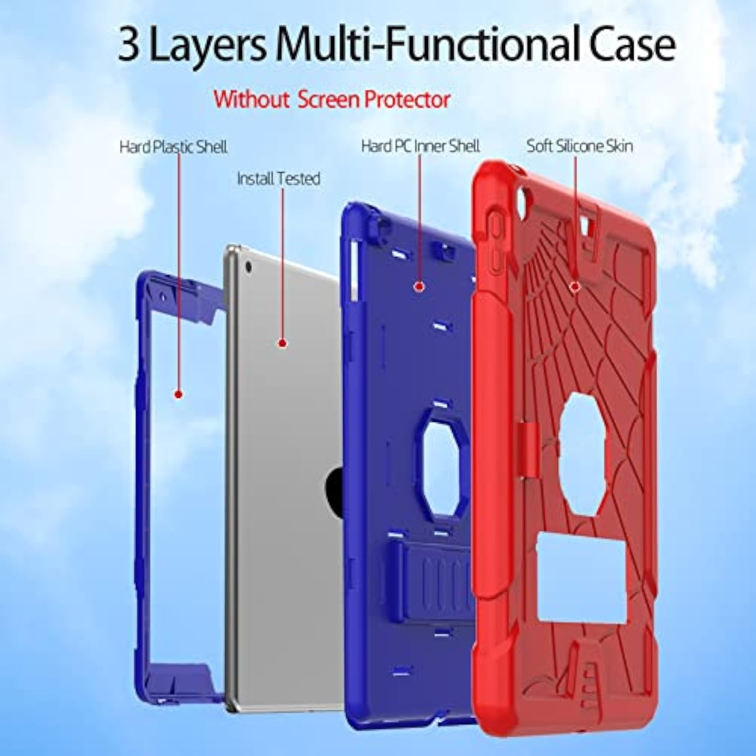 Ipad 9Th Generation Case For Kids With Stand & Pencil Holder, Protective Ipad