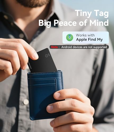 Wallet Tracker Slim Card 0.094In Bluetooth Tracker For Passport, Wallet, Work With Apple Find My App, Wireless Charging, Card Locator- Ios Only [Apple Mfi Certified] - 2Pcs In 1 Box