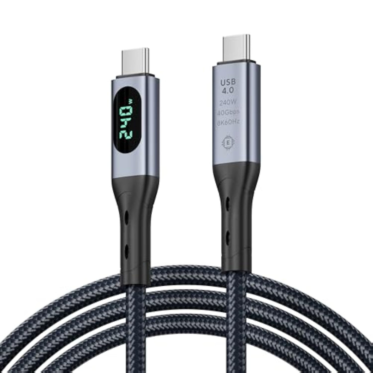Usb4 Cable With Led Display,Supports 8K Video,Max 40Gbps Data Transfer,240W Usb C To Usb C Charging Cable,Compatible With Lphone 16,Macbook,Thunderbolt 3,Monitor,Docking Stations(3.3Ft)