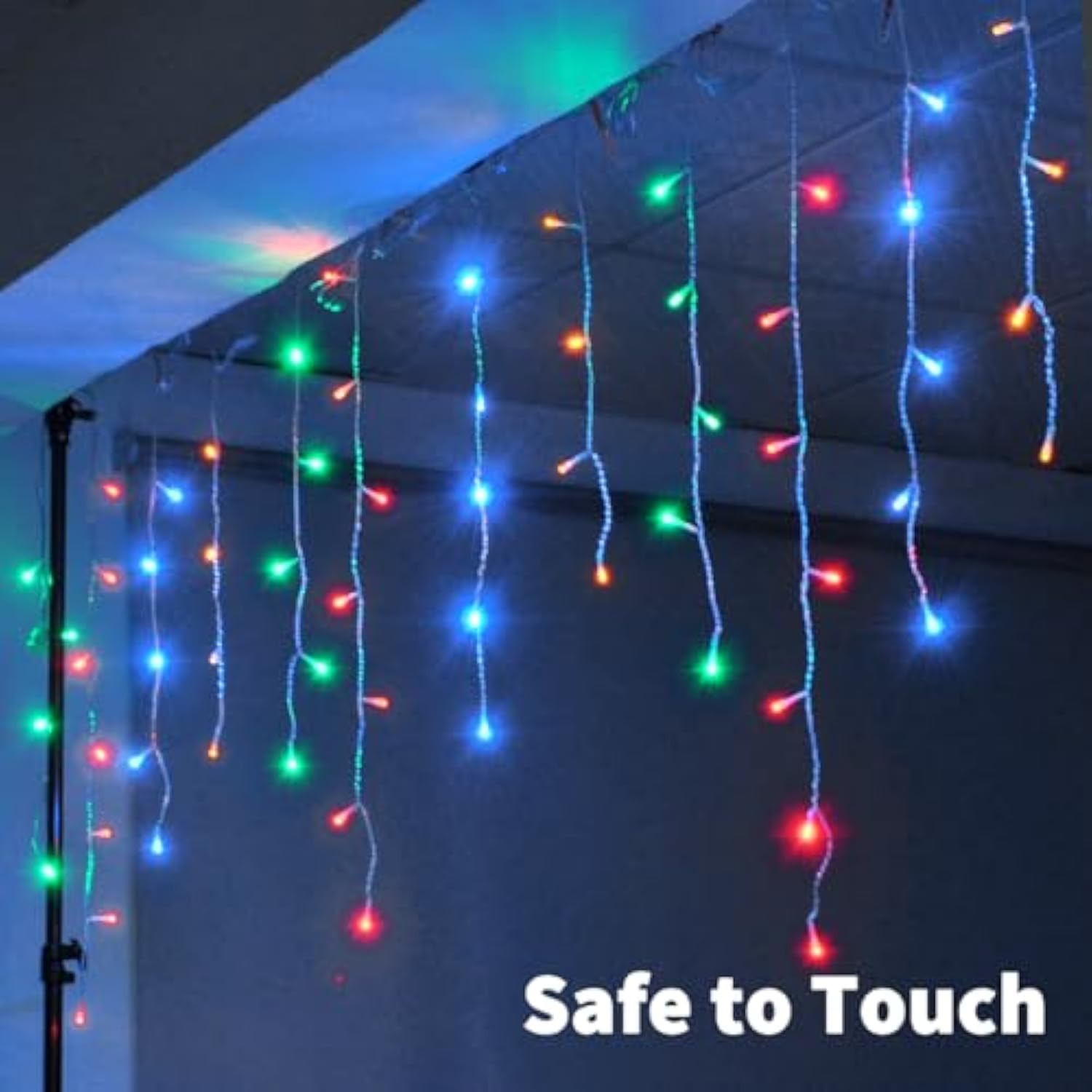 13Ft Icicle Christmas Lights 96 Led Usb/Battery Curtain Fairy Lights With 18 Drops Icicle Lights For Wedding Christmas H