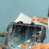 Foxes Mushrooms 13-14 Inch Laptop Sleeve Bag With Handle Notebook Sleeve Pc Messenger Bag Durable Travel Laptop Handbag Compatible For Laptop Notebook
