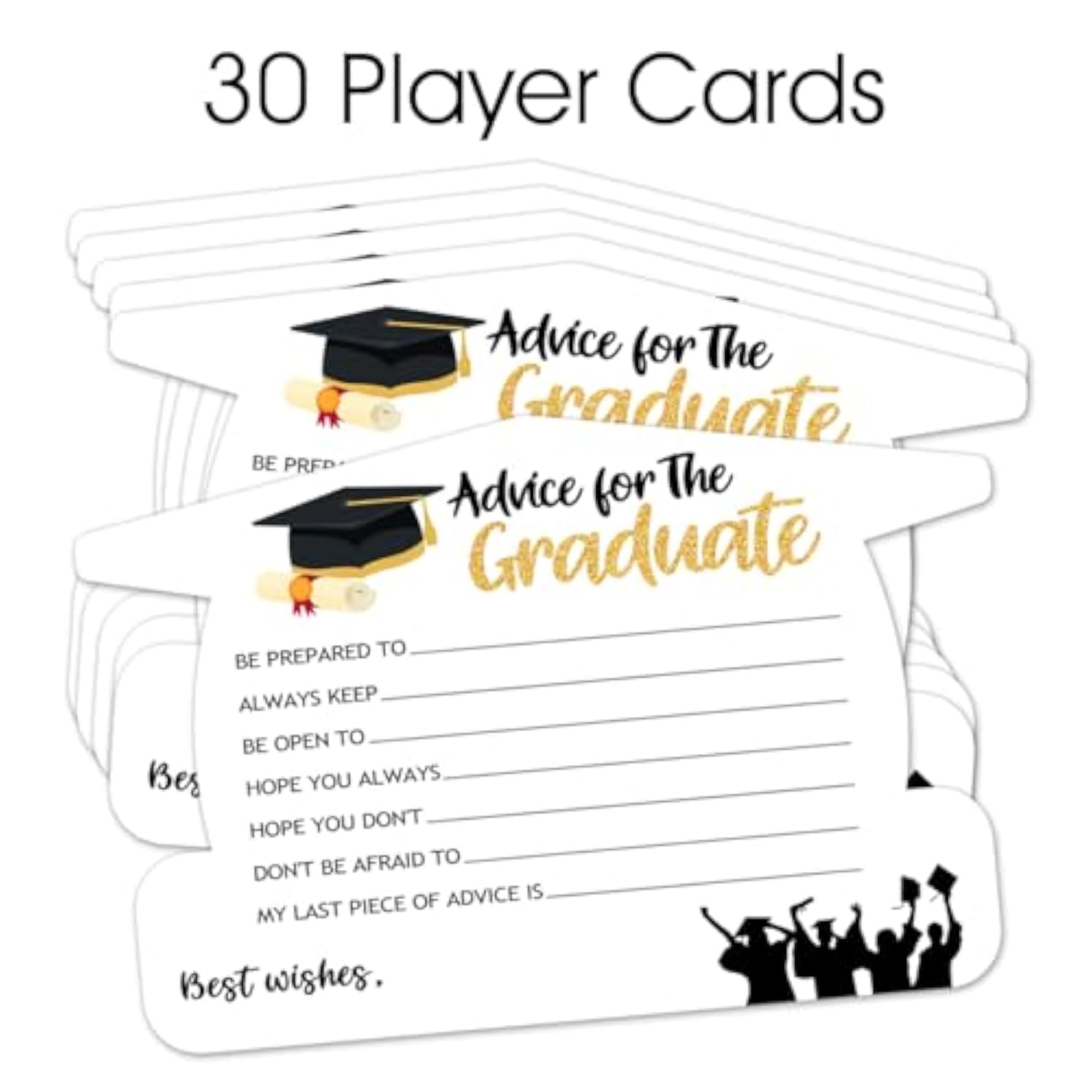 2025 Graduation Advice Cards For The Graduate - Graduation Party Games Ideas Activities Supplies - Grad Celebration - For Graduate Decorations Favor, High School And College(Shaped)(30 Pack)