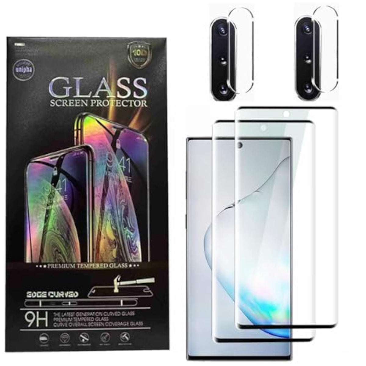 For Samsung Galaxy Note 10 Tempered Glass Screen Protector + Camera Lens Protectors [2+2 Pack] [3D] [Anti-Scratch]Hd Fingerprint Unlock Full Coverage