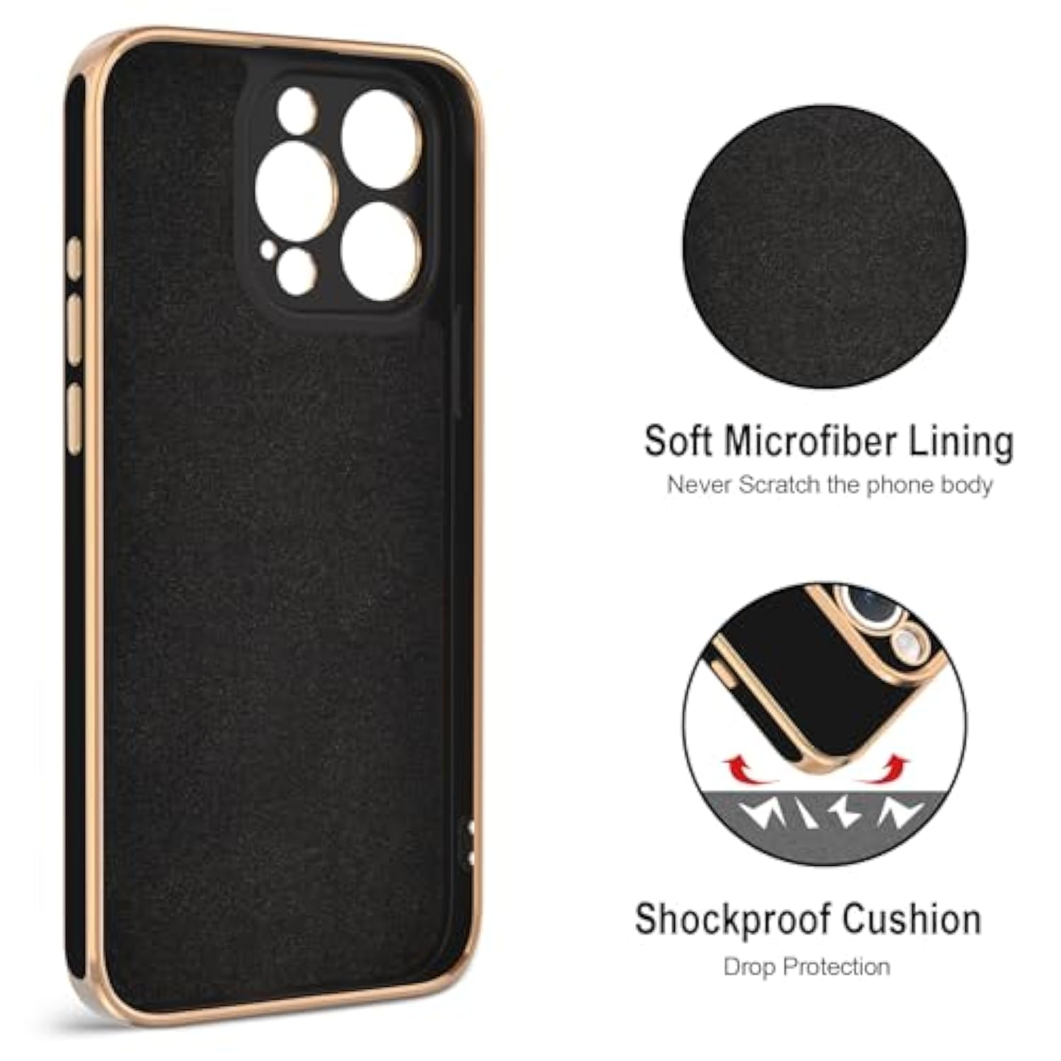 For Iphone 15 Pro Case With Ring Stand, 360° Rotatable Ring Holder Magnetic Kickstand, Plating Rose Gold Edge Soft Cover Luxury Protective Phone Case For Iphone 15 Pro 6.1"?, Black