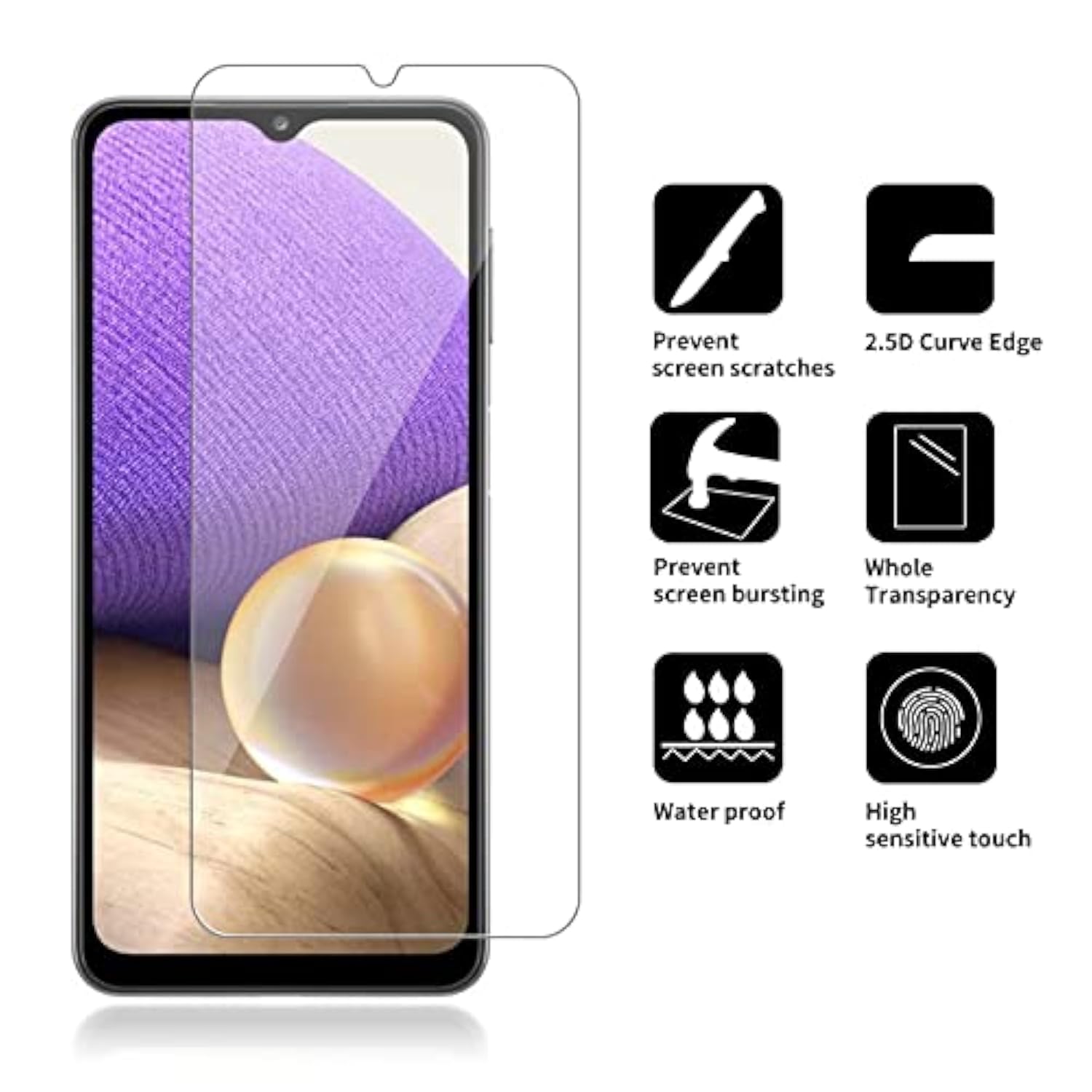 4 Pack 9H Glass Screen Protector for Samsung Galaxy A32 5G Case Friendly
